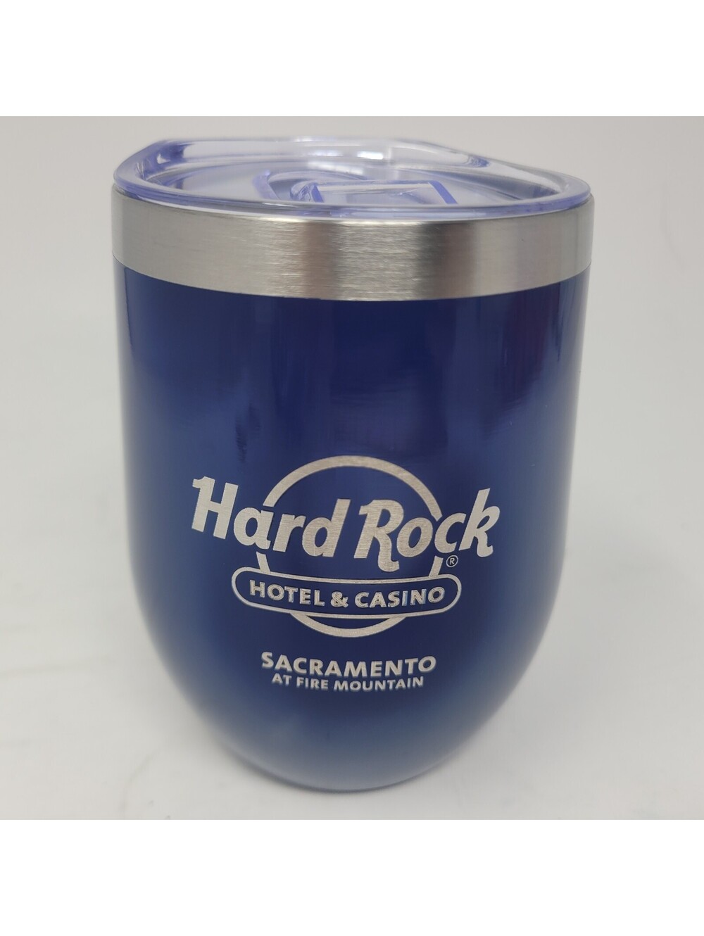 Hard Rock Hotel Casino Sacramento Fire Mountain Stainless Wine Tumbler Lid Blue